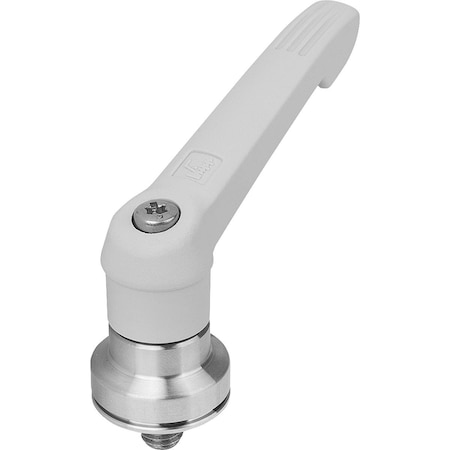 Kipp Adjustable Handle W Clamp Force Intensif Size:4 M10X20, Plastic Gray Ral7035, Comp:Stainless Steel K1598.41088X20